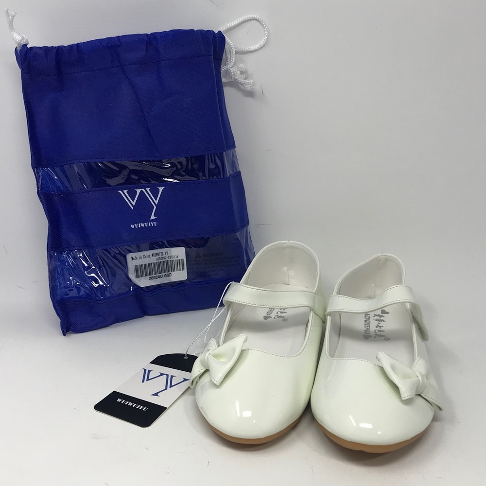 WUIWUIYU Casual Mary Janes Ballet Flats, Girl's Size 13(B)34 - White